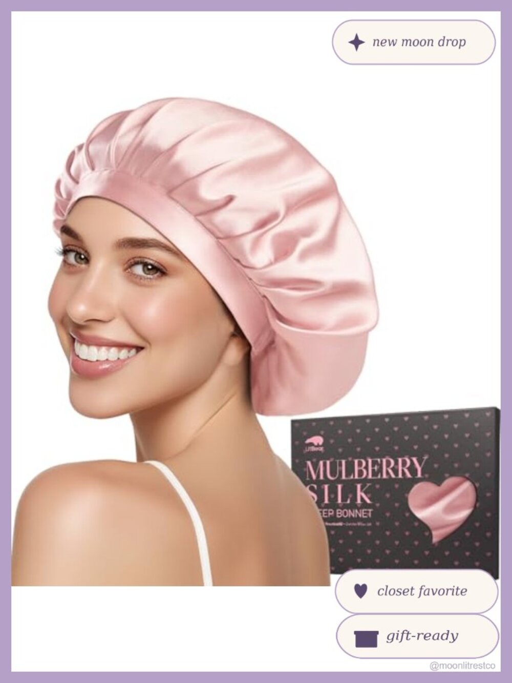 100% Mulberry Silk Sleep Bonnet 22 Momme Adjustable Hair Wrap